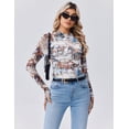 thumbnail image 4 of Zeagoo Women's Going Out Top Long Sleeve Sheer Mesh Shirts Fitted Mock Neck Trendy Blouses, 4 of 6