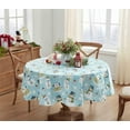 thumbnail image 6 of Blue Snowy Snowman Christmas Print 70 inch Round Vinyl Flannel Back Dining Tablecloth, 6 of 7