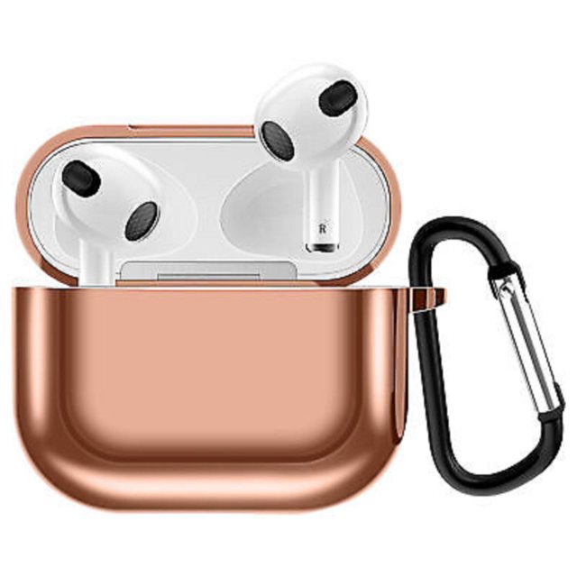 for AirPods 3rd Gen Case with Keychain, Plating TPU Stylish Portable Durable Lightweight Holder Water/Scratch Resistant Soft Protective Cover for Apple AirPods 3rd Generation 2021, Green