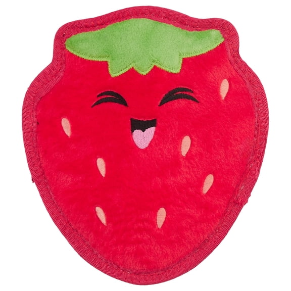 Outward Hound Tough Skinz Durable Squeaky Dog Toy with Two Tough Layers, Strawberry, Red, Medium