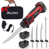 VLOXO Electric Fillet Knife, Cordless Fillet Knife with 4 Stainless Steel Blades Safety Lock Non-Slip Grip Handle Storage Case Rechargeable Electric Knives for Filleting, Meat, Bread, Turkey