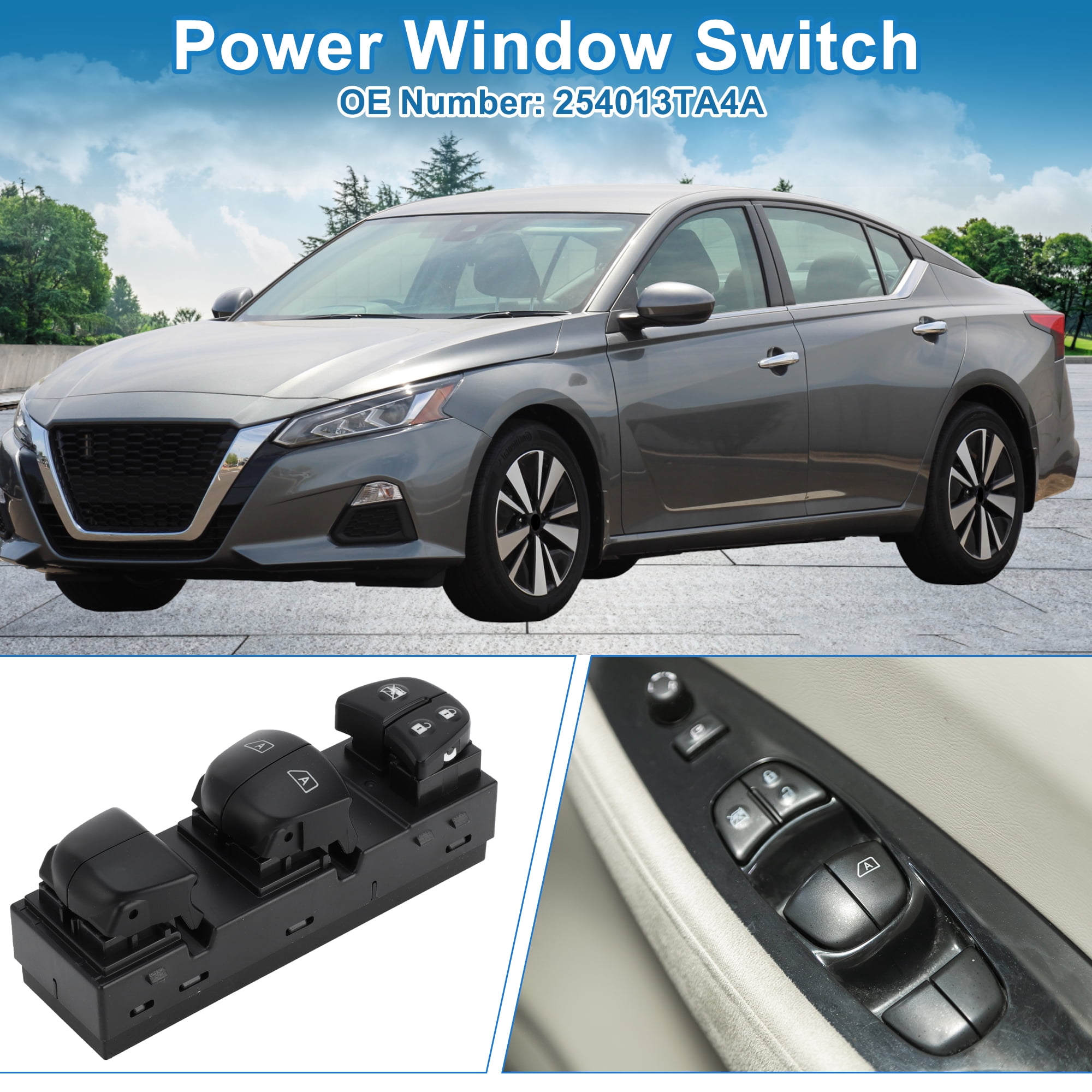 Unique Bargains Power Window Switch No.254013TA4A for Nissan Altima 2013-2018 Black