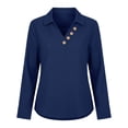 thumbnail image 4 of Asxite Womens Fall Tops Solid Casual Lapel Collar Button Down Long Sleeve Shirts, 4 of 6
