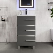 Eviva Deluxe 20"W x 18"D Gray Freestanding Bathroom Vanity with White Porcelain Integrated Sink