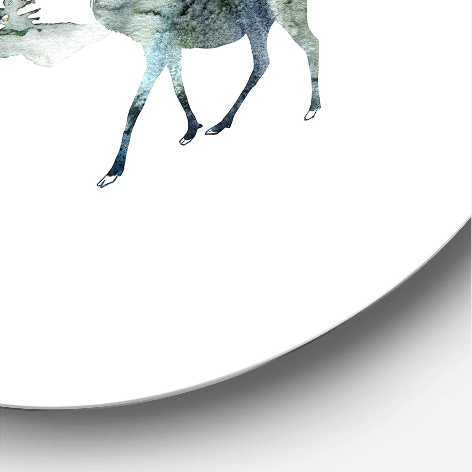 Designart 'Minimalistic Landscape of Forest Deer and Mountains' Modern Circle Metal Wall Art 23x23 - Disc of 23