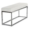 thumbnail image 1 of Pemberly Row Modern Tufted Metal Bench in White Faux Leather, 1 of 5