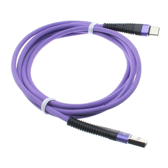Purple 10ft USB Cable for LG G8X ThinQ Phone - Type-C Charger Cord Power Wire USB-C Long Braided Fast Charge Sync X5D