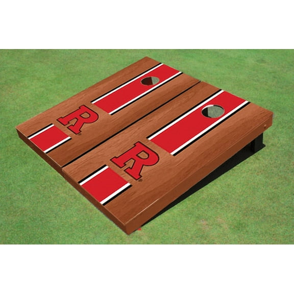 Rutgers University Red Rosewood Matching Long Stripe Cornhole Boards
