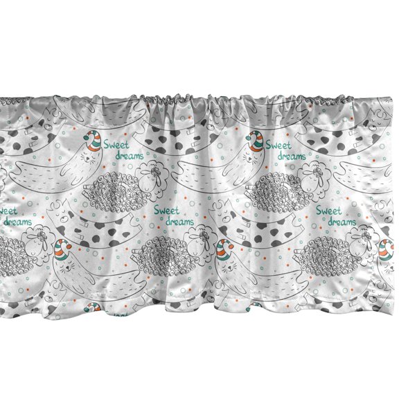 Ambesonne Cartoon Valance Pack of 2, Dreams Animals Sleep, 54"X18", Grey Dark Seafoam