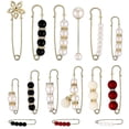 thumbnail image 1 of 15pcs Sweater Clips Heavy Duty Safety Pins Faux White Pearl Brooch Pin Dress Clip Hat Shawl Pin Rhi, 1 of 4