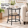 thumbnail image 3 of Round Side Table, 2-Tier Modern End Table with Storage Shelves, Industrial Accent Nightstand Telephone Table for Living Room Bedroom Small Spaces, 3 of 7