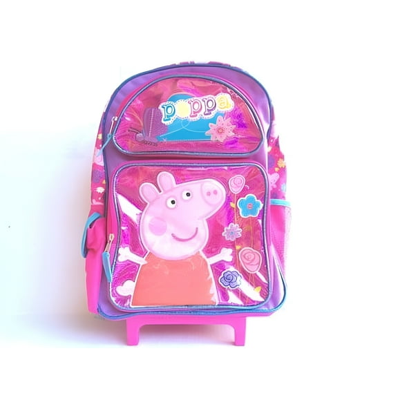 New Peppa Pig Shine Pink Large Rolling Backpack(1642)