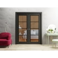 thumbnail image 2 of Sliding French Double Pocket Doors 36 x 80 inches | Lucia 2466 Matte Black Clear Glass | Kit Trims Rail Hardware | Solid Wood Interior Bedroom Sturdy Doors, 2 of 6