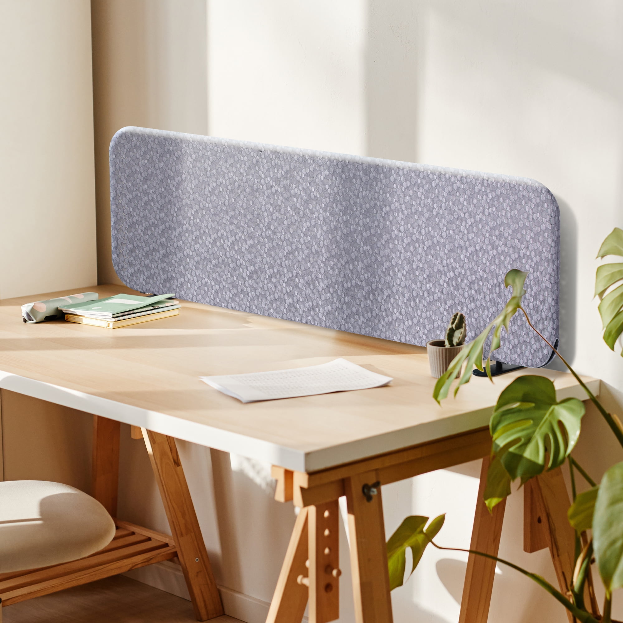 DECOLAB Freestanding Desk Divider, Table Partition Screen for Office, Home, Classroom, 48"x18", Dandelion