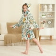 thumbnail image 4 of FORMRS Niños Bathrobe Unisex Hooded Robe Soft Plush Pajamas Sleepwear, Size 2-3T, Green Floral Pattern, 4 of 7