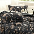 thumbnail image 3 of Queen Comforter Set - Black Floral Comforter Set, 3-Piece Cute Botanical Bed Set, Fluffy Soft Summer Comforter, Includes 2 Pillow Shams for Kids, 3 of 7