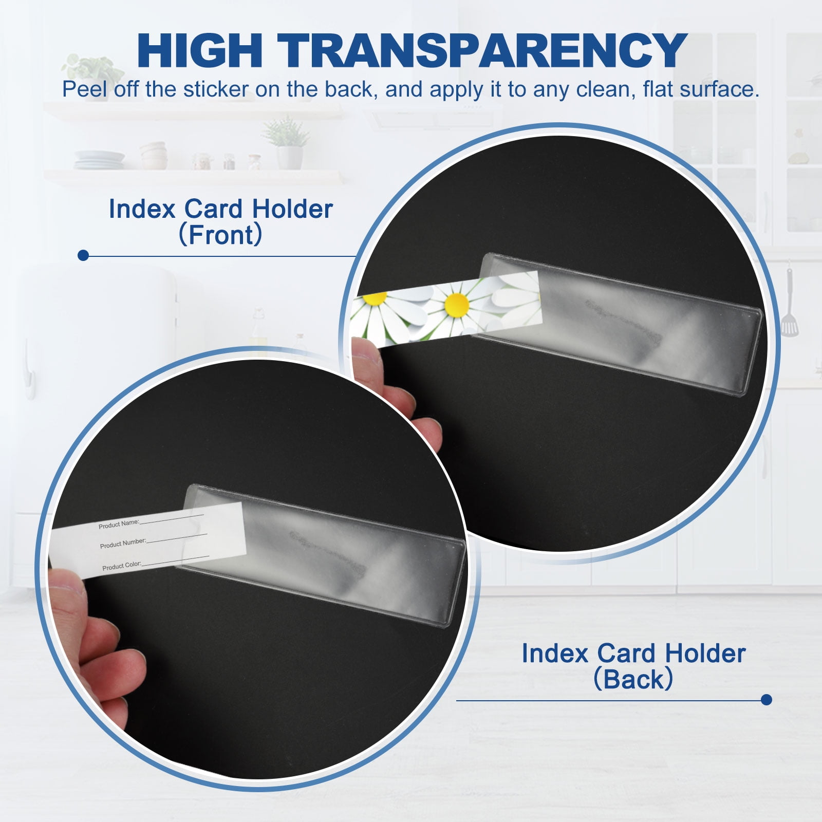 Uxcell Self-Adhesive Card Pockets Clear Pocket Label Holders Plastic Card Sleeves for Library Bins 3.9"x2"
