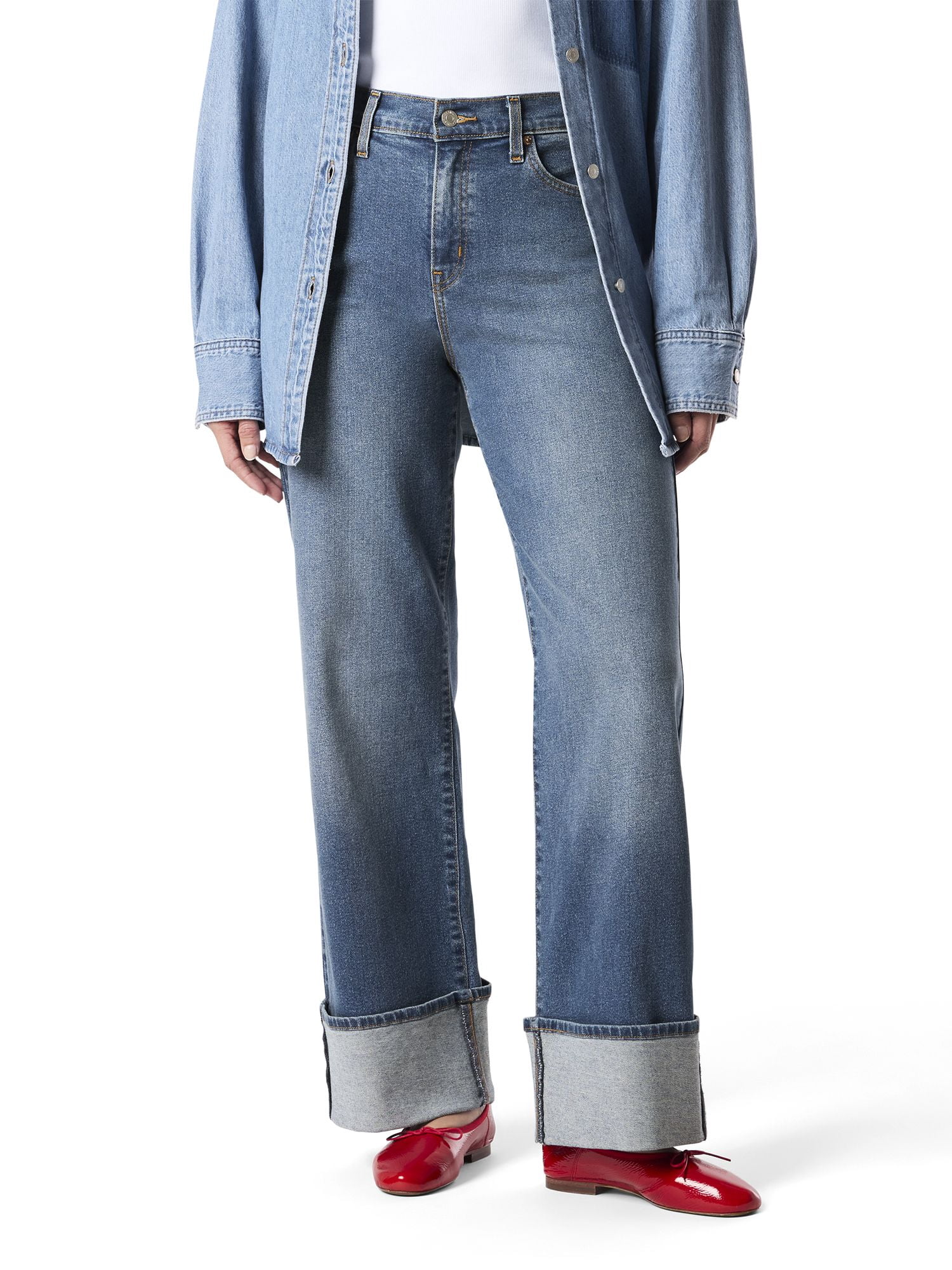 Levi Strauss Signature Women's and Women's Plus Vintage Relaxed Cuffed Stovepipe Jeans