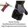 thumbnail image 3 of Guantes extremadamente resistentes al fuego y al calor, de cuero con costuras de kevlar, perfectos para chimenea, estufa, horno, parrilla, soldadura, barbacoa, MIG, rejilla para ollas, etc., 3 of 5