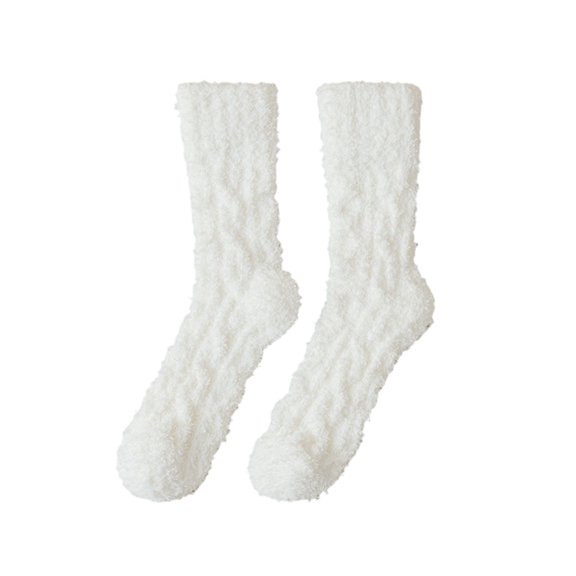 dinapents Cable Knit Crew Socks for Women Non-Shedding Fuzzy Plush Mid-Calf Socks for Warm Home Sleep