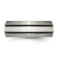 thumbnail image 3 of Chisel Titanium Antiqued and Brushed with Sterling Silver Inlay 8mm Grooved Band, 3 of 7