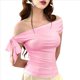 thumbnail image 1 of Tops Cortos con Hombros Descubiertos y Doble Forro para Mujer 2025, Tops Asimétricos Sin Mangas Y2K para Salir Rosa M, 1 of 9