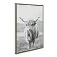 thumbnail image 2 of Kate and Laurel Sylvie Herd of Highland Cows BW Left and Right and Highland Cow Mountain Landscape Framed Canvas Wall Art Set by The Creative Bunch Studio, 3 Piece Set Gray, Farm Animal Art, 2 of 6