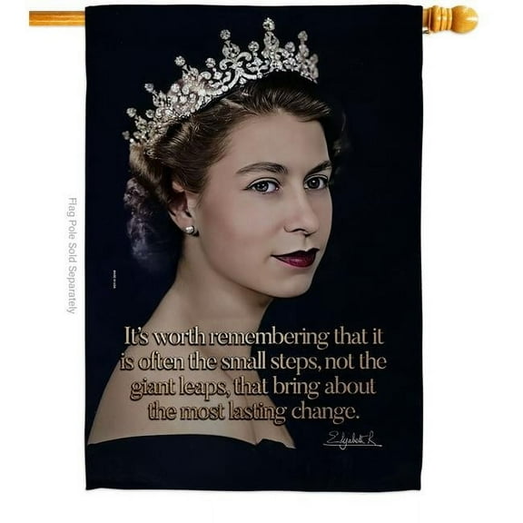 USA Decoration H180334-BO 28 x 40 in. Remembering ER II Sweet Life Biography Double-Sided Decorative Vertical House Flag for Decoration Banner Garden Yard Gift