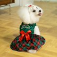 thumbnail image 4 of Vestido para perro CuteBone CVA05M-D verde a cuadros de terciopelo pequeño, 4 of 6