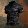 thumbnail image 2 of Men's Loose Fit Short Sleeve Polo Shirt, USA Patriotic America Flag Graphic Collared Knit Top, Casual Summer Top for Independence Day(Black5,XL), 2 of 3