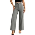 thumbnail image 4 of Htigea Women's High Waisted Work Pants Solid Color Straight Leg Business Pant Dressy Trousers Gray S, 4 of 5
