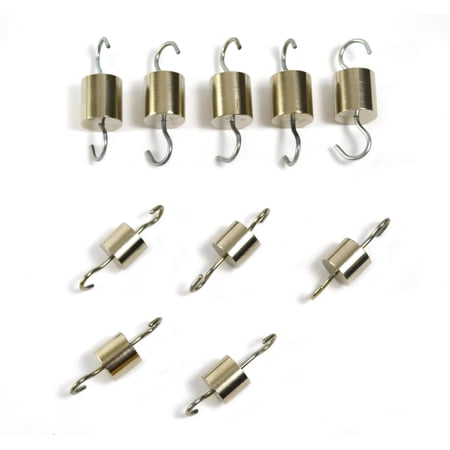 Cylinder Hooked Weights Set of 10 - (5) 50g (5) 25g Premium Brass - Retractable Hooks on both Ends of Weight - Eisco Labs