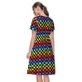 thumbnail image 2 of Horeoi Rainbow Chequerboard Print Women's Short Sleeve Dress Breathable Polyester-Spandex All-Over Print A-Line Side Pockets Elastic Waist, 2 of 6