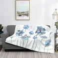 thumbnail image 2 of Honeii Pale Blue Lotus Flowers print throw blanket, crafted from cozy cotton flannel, offers versatile home decor as a bedding suitable for all seasons.-50"x40", 2 of 6