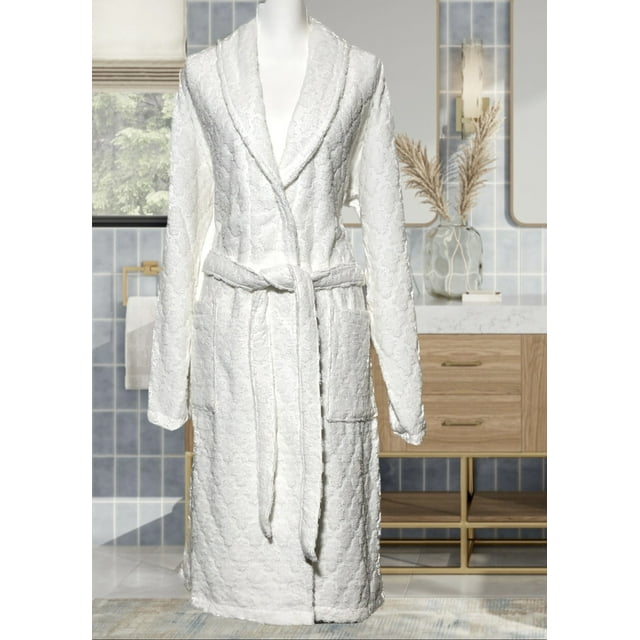 Bath Robe / Body Towel - Barbados - L - Unisex - 100% Cotton - White - Abstract