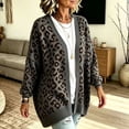 thumbnail image 4 of Dweltoz Womens Leopard Print Cardigan Sweater Open Front V Neck Knitted Cardigan Sweater Long Sleeve Button Sweaters Y2k Oversized Cozy Sweater 2026, 4 of 5