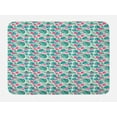 thumbnail image 1 of Jungle Bath Mat, Monstera and Palm Foliage with Blooming Soft Pink Hibiscus, Plush Bathroom Decor Mat with Non Slip Backing, 29.5" X 17.5", Jade Green Pale Pink, by Ambesonne, 1 of 2