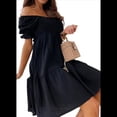 thumbnail image 2 of Vestidos de Verano para Mujer con Mangas Farol, Volantes y Hombros Descubiertos. Negro L, 2 of 9