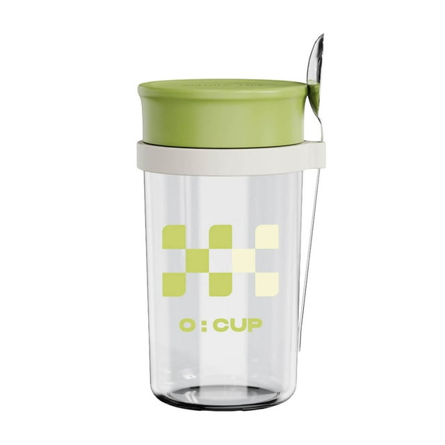 Hearth & Gear Tasse 500ml avec Couvercle et Cuillère Récipient PP pour Cuisine de Restaurant Stockage Alimentaire Durable Réutilisable Bol de Préparation de Repas en Forme de Canette Tasses en Verre Porcelaine Tasse à Café Récipients de Stockage Alimentaire en Verre