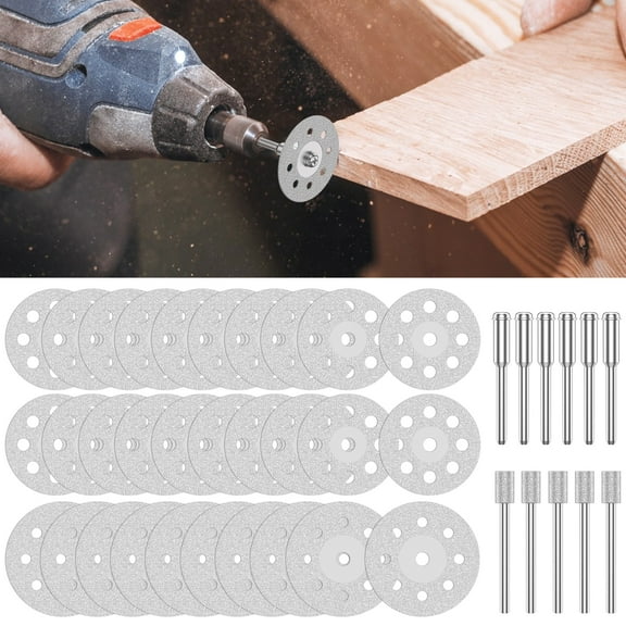 Ikoopy Diamond Cutting Wheel for Rotary Tool Sturdy Multipurpose Diamond Cut Off Wheel Compact Efficient Glass Stone Cut Off Disc With Rod and Grinding Wheels for Air Tool