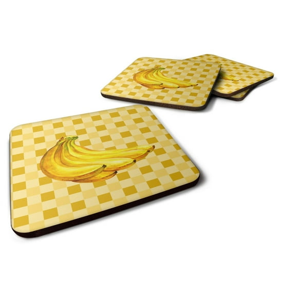 Carolines Treasures BB7222FC Banana Bunch on Basketweave Foam Coaster Set of 4 3 1/2 x 3 1/2 multicolor