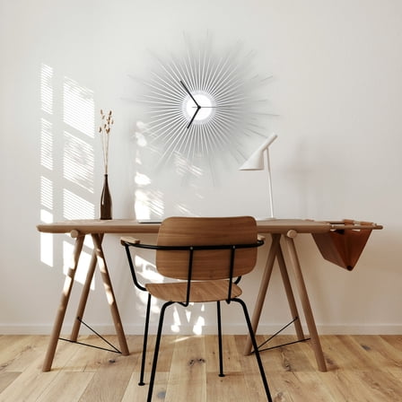 ardeola - The Big Bang Silver - 16 in Wooden Wall Clock with Radial Pattern