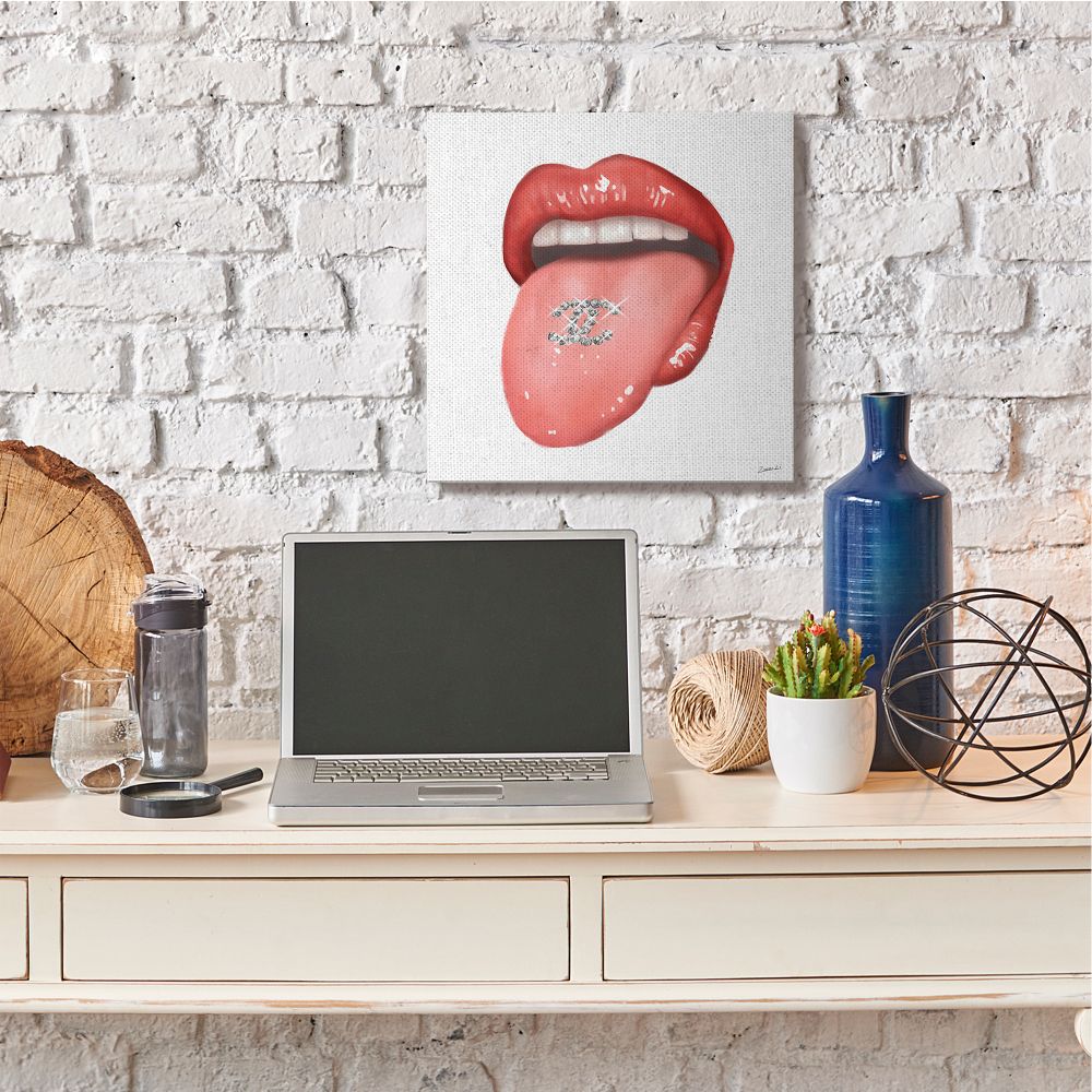 Stupell Industries Sassy Tongue Out Fashion Brand Detail Lips Designed by Ziwei Li
