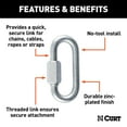thumbnail image 2 of CURT 82931 Threaded Quick Link Trailer Safety Chain Hook Carabiner Clip, 7/16-Inch Diameter, 13,200 lbs Break Strength, 2 of 3