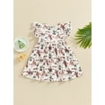 thumbnail image 4 of Suealasg Western Kids Baby Girls Outfits Toddler Summer Casual Dress Fly Sleeve Horse/Chicken Print A-Line Dress, 4 of 8