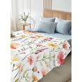 thumbnail image 4 of Flower California King Size Flat Sheet, Wrinkleproof & Fadeproof Cooling Flat Bed Sheet Only, Eucalyptus Plant Garden Red Floral Watercolor Breathable Soft Bedding Top Sheets 108 x 98 Inches, 4 of 8