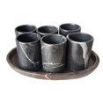 thumbnail image 4 of Tequileros de Marmol Negro, Set de 6 piezas y Charola, 4 of 6