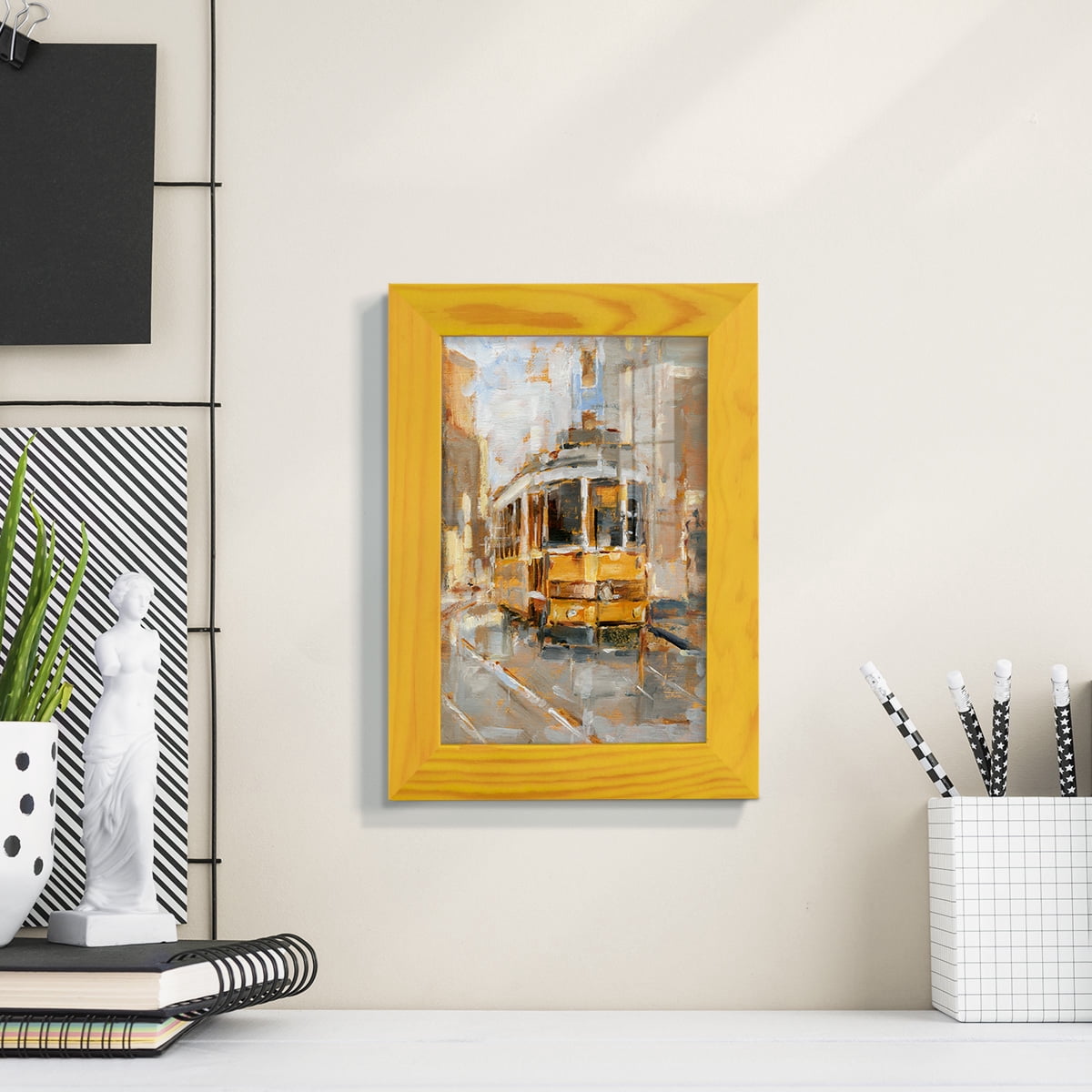 Day Trolley II - Framed Print w/glass - Sunflower Yellow