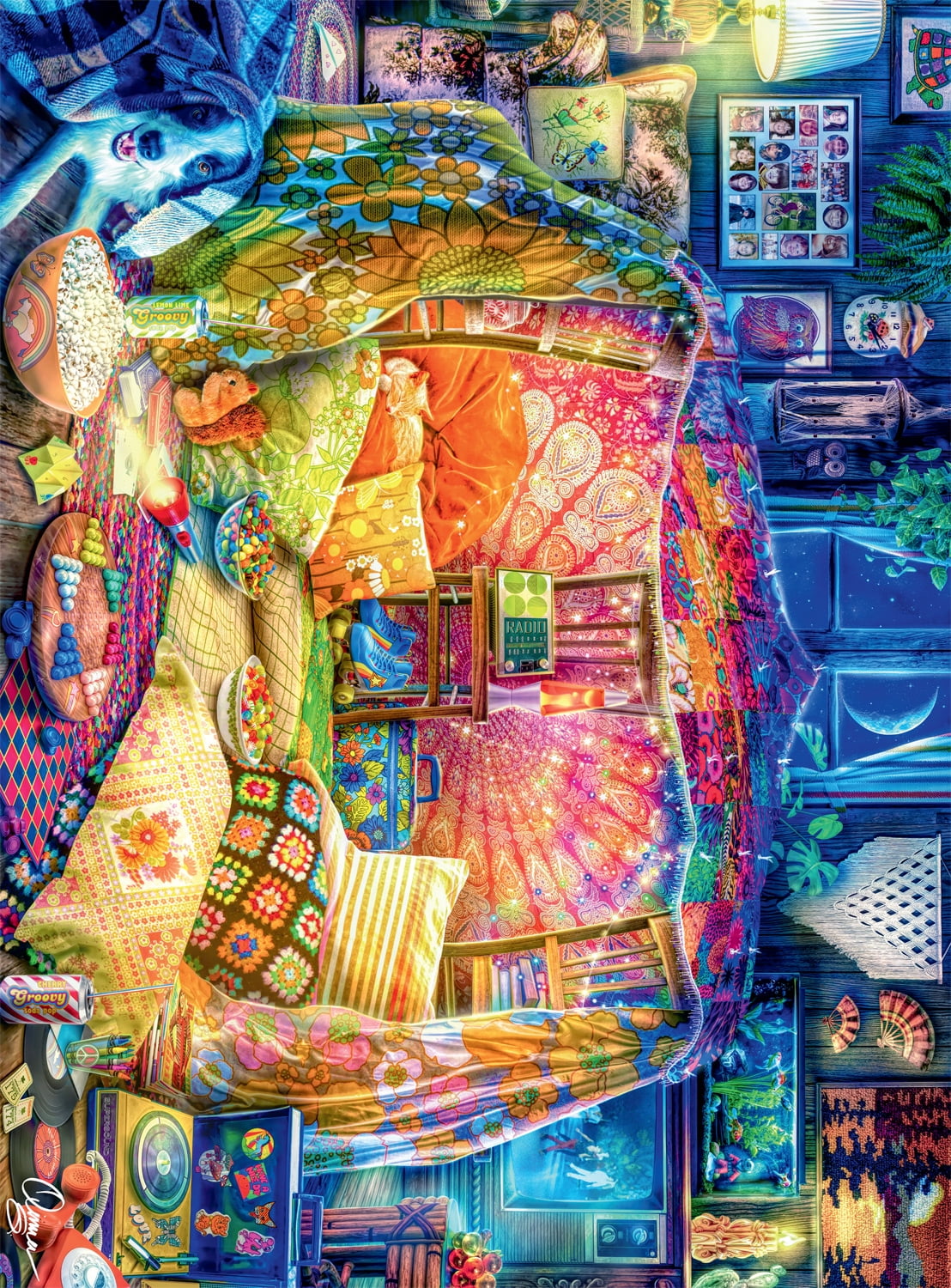 Buffalo Games 1000-Piece Aimee Stewart Blanket Fort 1979 Interlocking Jigsaw Puzzle