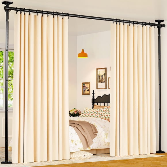 Goovilla Room Divider for Room Separation, Tension Curtain Rods No Drilling, 4-10ft(H) 28-70inch(W) Adjustable Temporary Privacy Wall Divider, Heavy